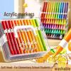 Washable Acrylic Markers: Soft Tip, Colorful, Stackable Box for Kids & Students