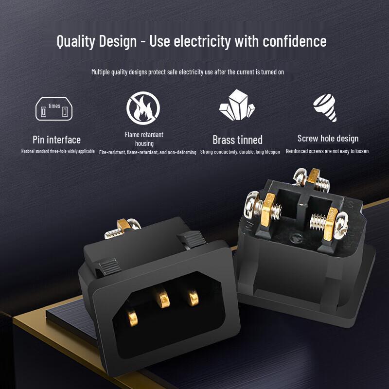 10A 250V Three-Pin Male Plug Socket with Screw Terminals for High-Pressure and Rice Cookers