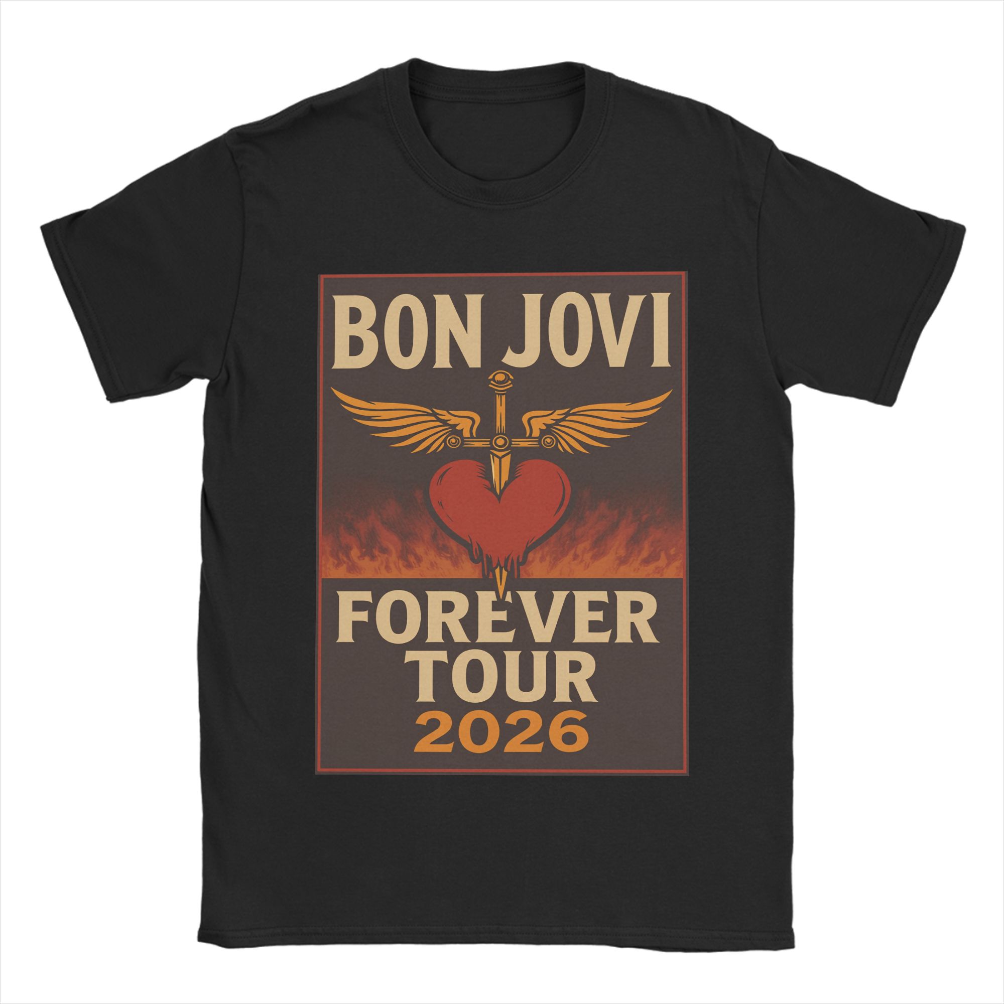 Bon Jovi Forever Tour 2026 Graphic Black T-shirt S