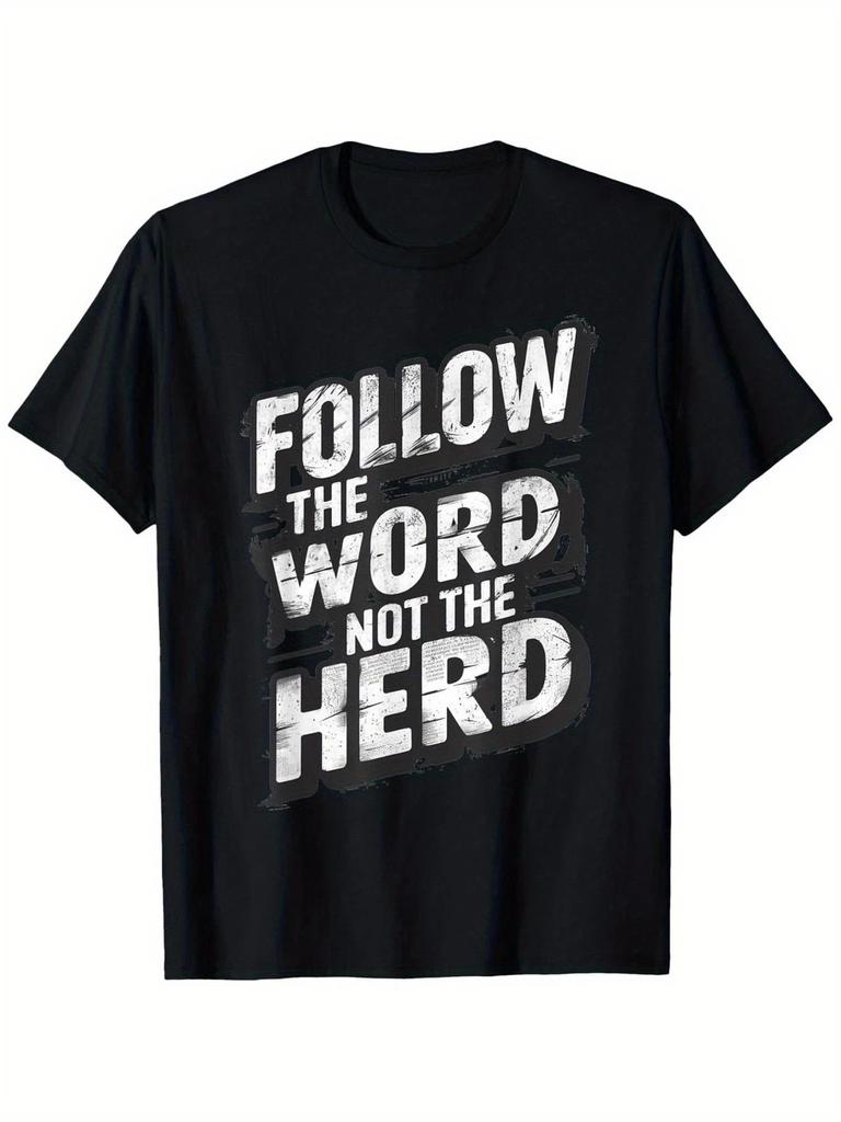 Podążaj za Słowem, Nie za Tłumem Chrześcijański Werset Biblijny Graficzny T-shirt Koszulka Wiary