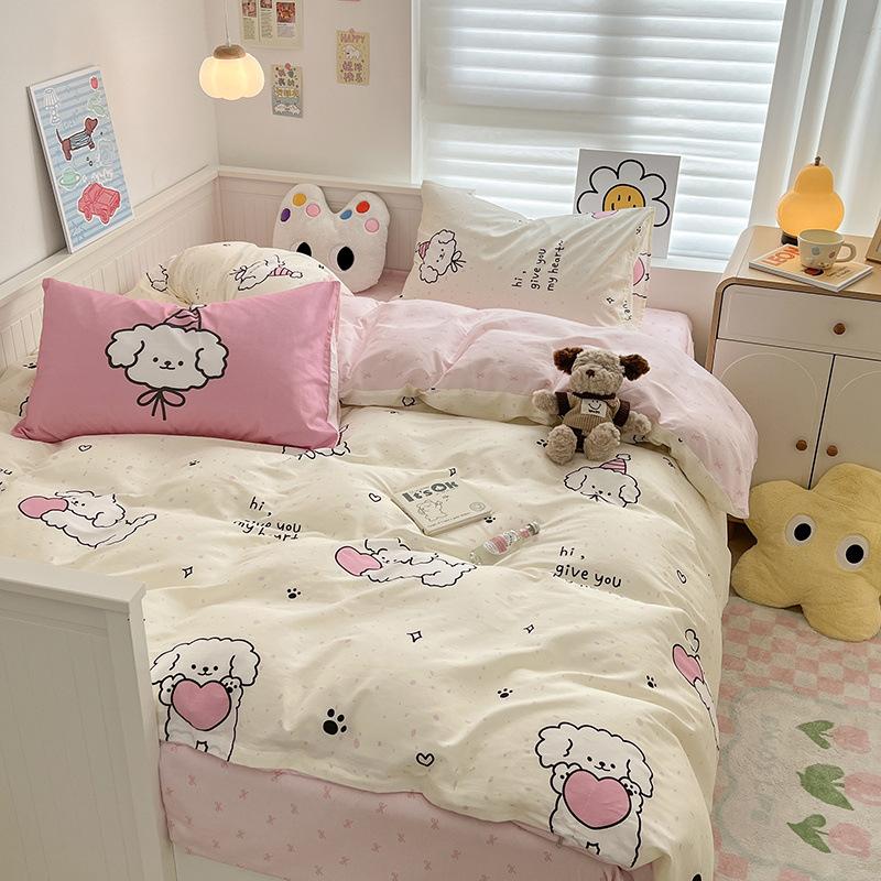 Printed Cotton Dormitory Three-piece Set, Bedding Quilt Cover, Bed Sheet Four-piece Set