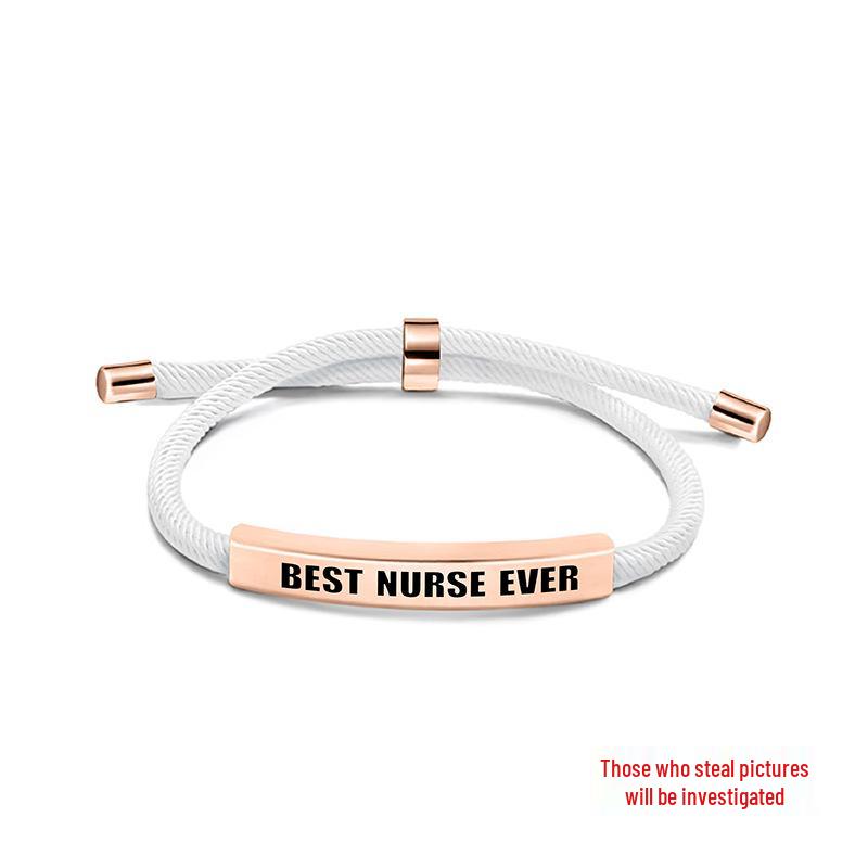 Multi-Color Engraved Stainless Steel Rope Bracelet: Nurse's Day Commemorative Christmas Gift