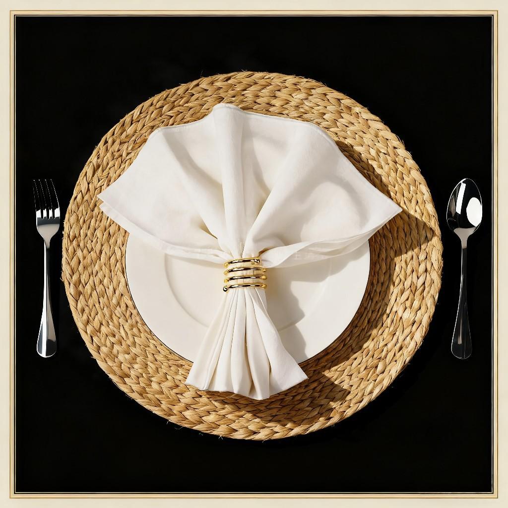 12Pcs Premium Spring Loaded Double Bead Metal Napkin Rings Set Hotel Restaurant Quality Business Dining Table Setting Accessories