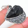 Black Tourmaline, Spinel Gemstone 925 Sterling Silver Jewelry Pendant 2.09" SU-3543