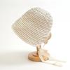 Wide Brim Women Striped Fisherman Hat Ribbon Bucket Hat Portable Sunscreen Visor Cap  Girl
