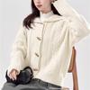 Twist Casual Top Hooded Jacket Sweater Women's Autumn Winter Knitwear Cable Long Sleeve Cardigan Loose