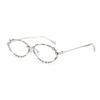 Fashion Diamond Ellipse Glasses for Women  Crystal Bowk Metal Blue Light Blocking Glasses Japanese Retro Reading Y2K Eyeglasses