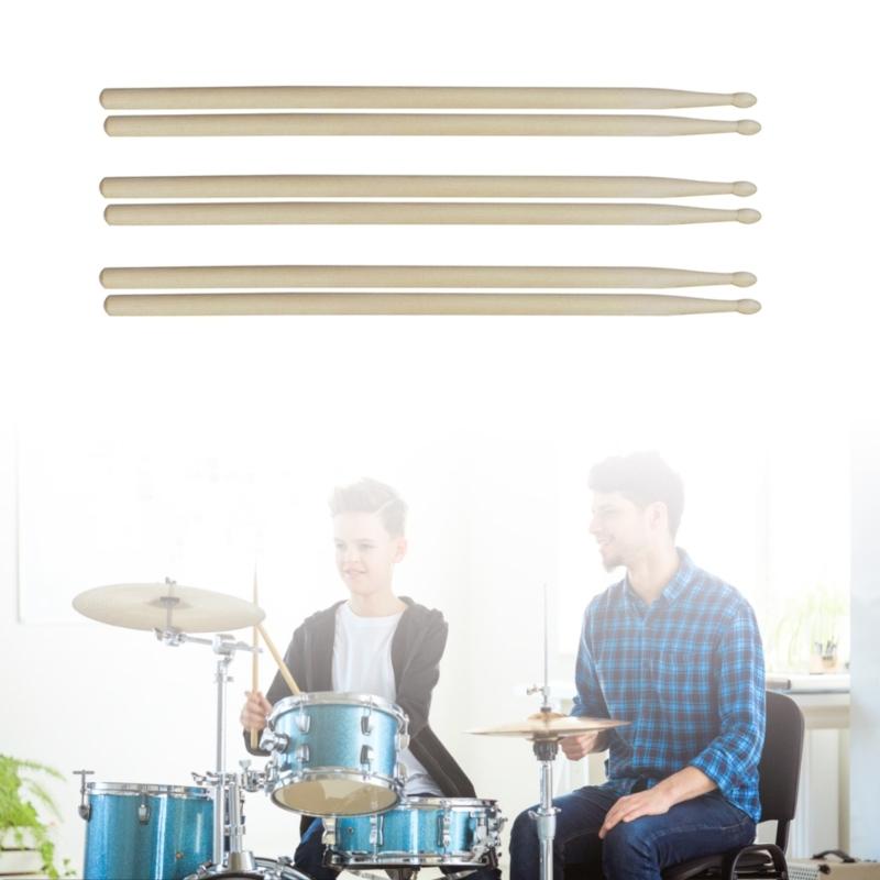3 Pair Nonslip Drumstick Set Lightweight 5A Maple/Nylon Drumsticks Percussion Accessories for Beginner, Student, Adult