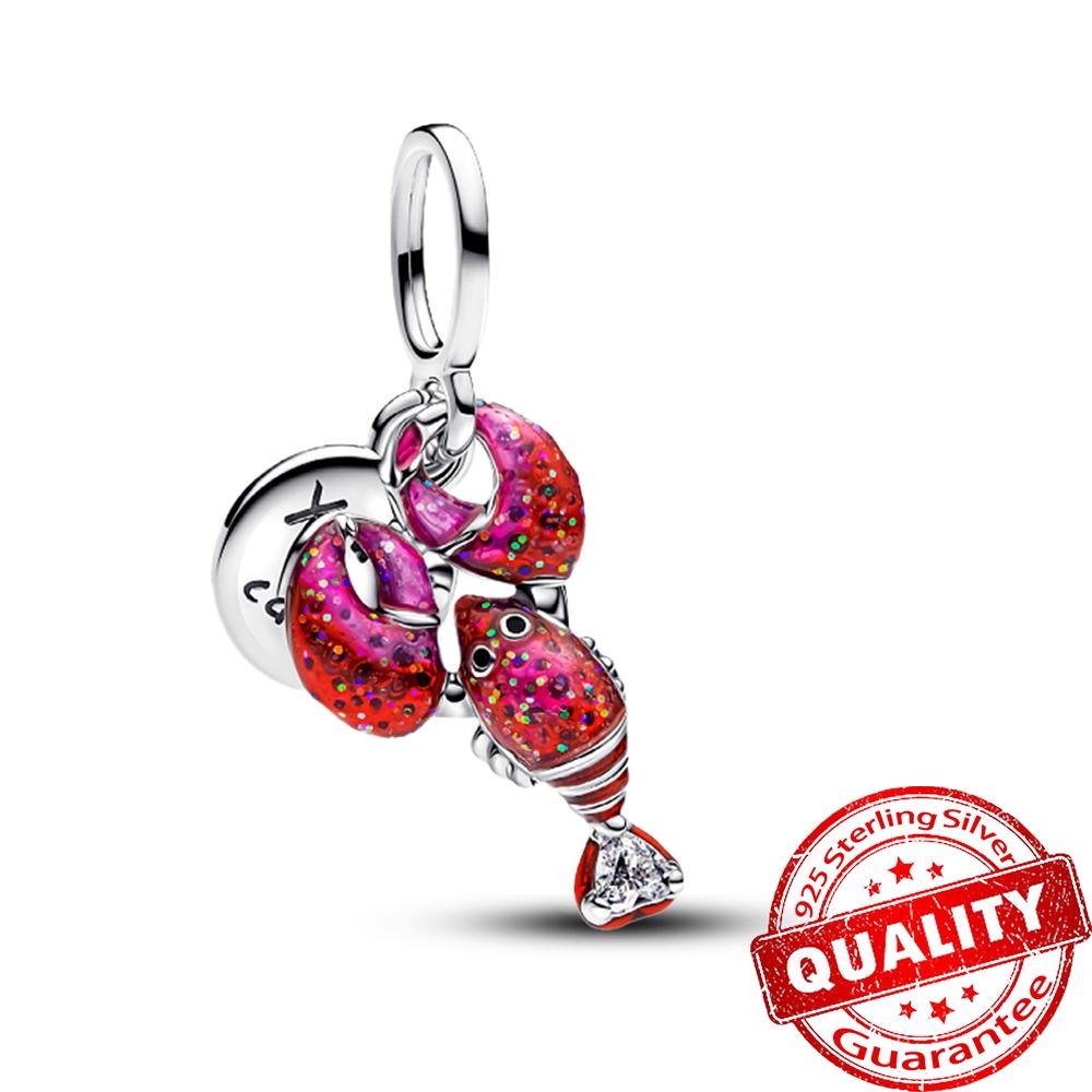 Beautiful 925 Sterling Silver Red Valentine's Day Infinity Love Rose Pendant Fit DIY Bracelet Necklace Date Accessories Gifts