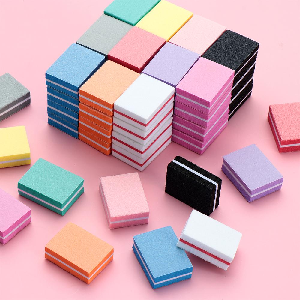 10PCS Mini Nail Files Polishing Blocks Colorful Double-sided Sponge Nail Polish Sanding Buffer Strips Nail Care Manicure Tools