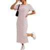 Spring and summer new split design women's fashion striped dress