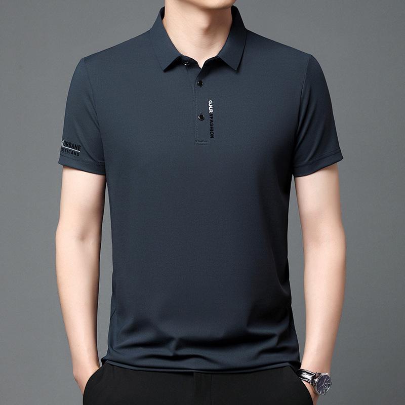 

Men s Summer Casual Ice Silk Quick-dry Polo Shirt - Short Sleeve Lapel T-shirt L