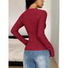 Women S V Neck Lace Trim Slim Fit Solid Long Sleeve T Shirt