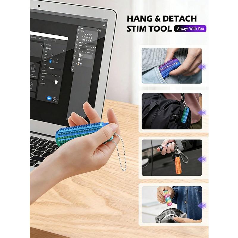 Adult Stress Relief Toy, Portable 3D Printed Breathable Keychain Pendant, 3D Printed Gradient Color Massage Roller, Used For Stress Relief