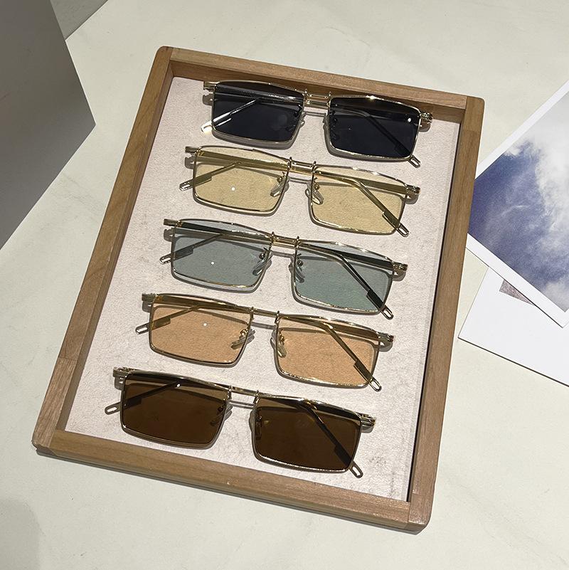 Metal Frame Sunglasses Ultra-Light Driving Shades Retro Narrow Rectangle Sunglasses Skin-Friendly Vintage Sunglasses For Driving