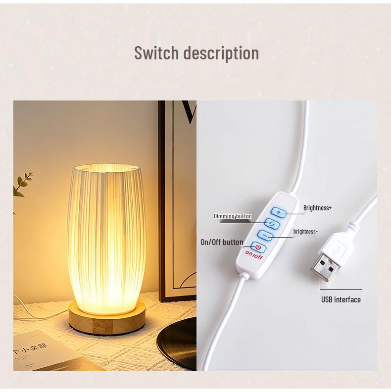 3D Printed RGB Dimming Cream-Style Bedside Lamp