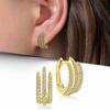 Triple Row Pavé Hoop Earrings for Women Modern Style