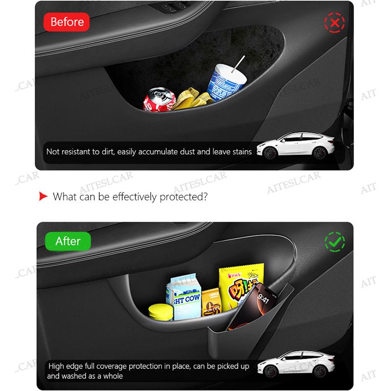 For Tesla Model Y L Launch 2026 Door Side Storage Box Fully Covered Door Storage Tray TPE Front And Rear Door Side Storage Boxes