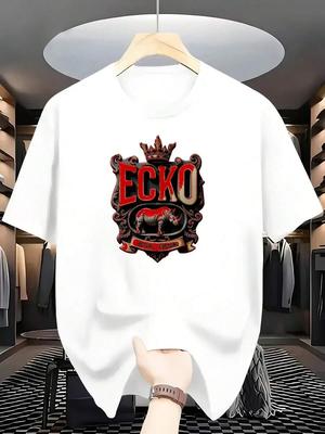 Unisex ECKO Grafik-T-Shirt - Schwarz-Weißes Logo-Design, Lässiges Rundhals-Kurzarm-T-Shirt