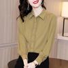 WTEMPO Long-sleeved Chiffon Shirt Women Spring and Autumn Fashion Bottom Shirt Female Temperament Shirt Solid Color Cardigan Top