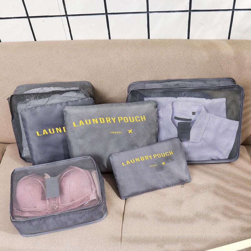 6 Pieces Travel Storage Bag Large Capacity Luggage Clothes Sorting Organizer Set Suitcase Pouch Case Shoes Packing Cube Bag
