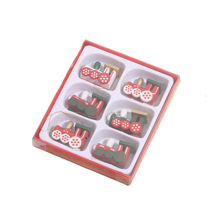 Creative Christmas Party Favors Home Dekor Závěsný přívěsek Hračky pro panenky Hlavy vláčků dřevěné