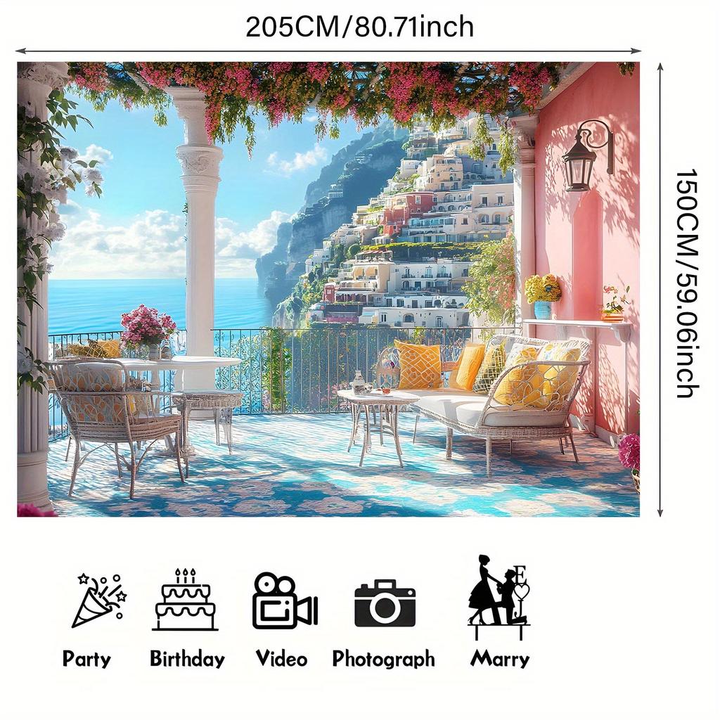 Sitano Terrace Background Banner - multi-purpose, no electricity required, perfect for weddings, birthdays