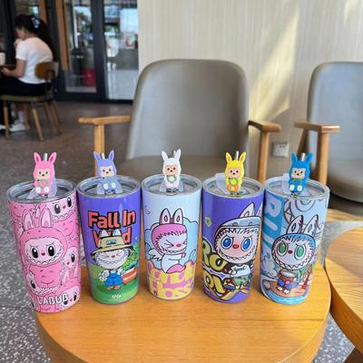 Creative 3D Printing Cartoon 20oz Car Cup 304 Stainless Steel Vacuum Thermos Cup Large Capacity Straw Bingba Cup