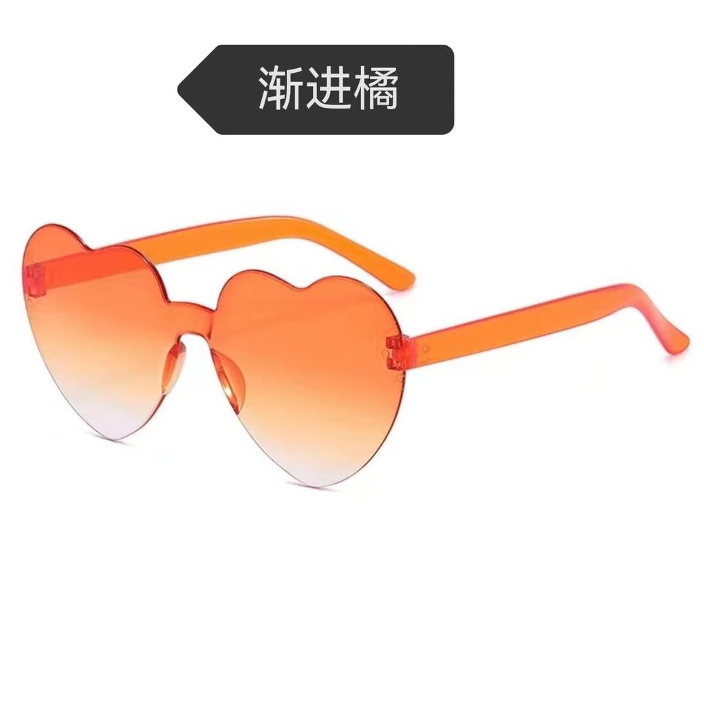 Peach Heart Sunglasses Love Glasses Trend Frameless One-Piece Marine Film Dazzling Color Sunglasses