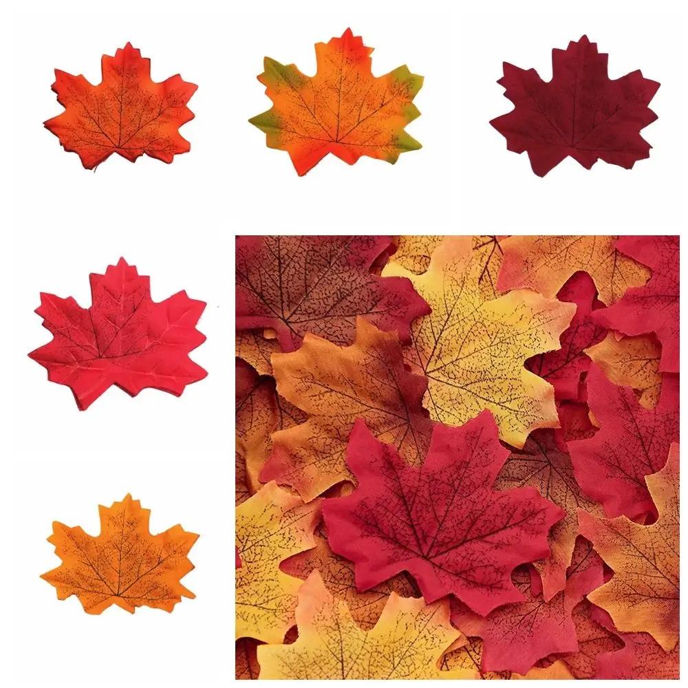 50Pcs/Pack Maple Leaves Simulated Maple Leaves Plants Handmade Artificial Leaf Plants Leaf DIY Stacked Maple Leaves Photo Props