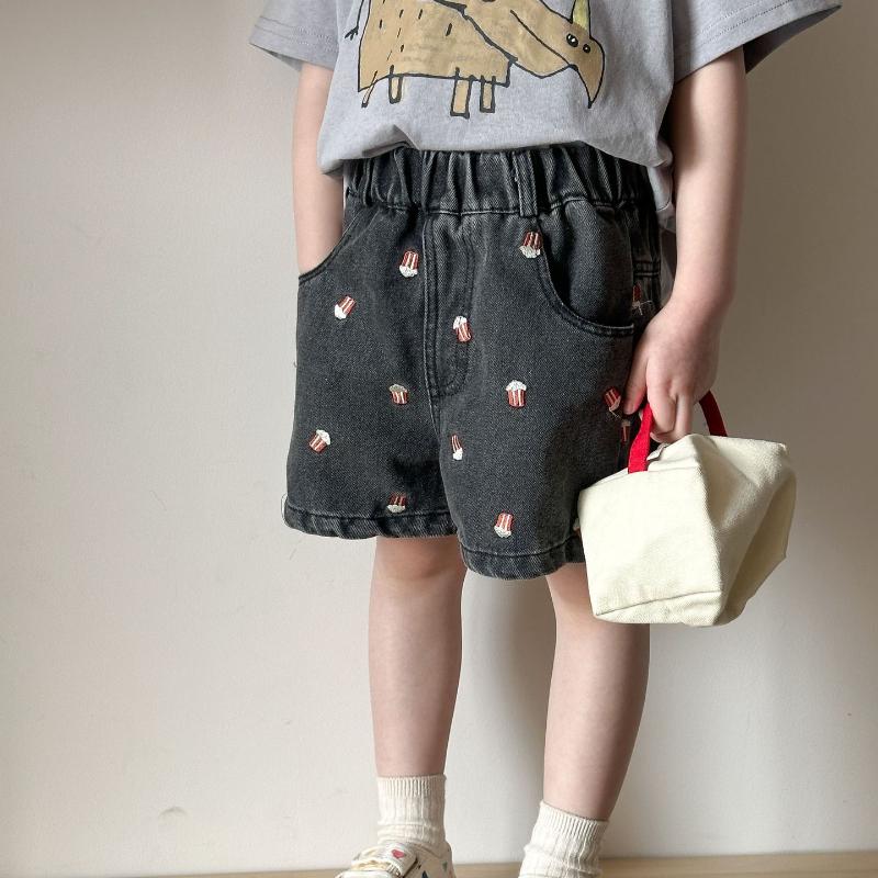 

Детские джинсовые шорты, повседневные брюки с вышивкой, летние детские брюки с пятью точками 80 чёрный