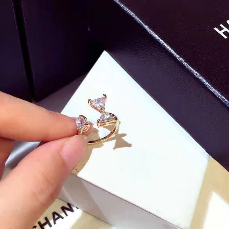 Trendy European & American Zirconia Open Ring for Women - Super Shiny & Exquisite Adjustable