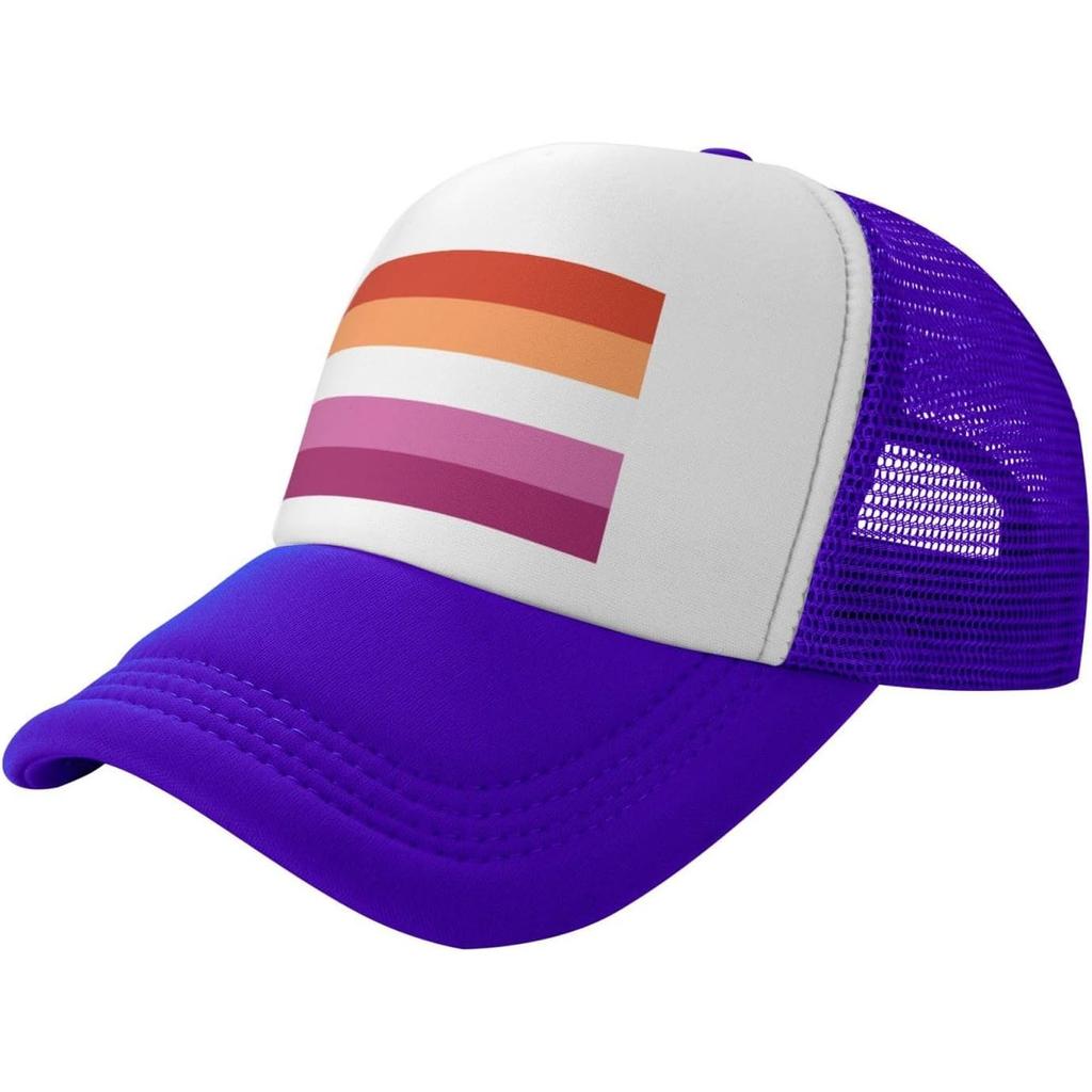 Lesbian Pride Flag Trucker Hat Breathable Mesh Snapback Cap Adjustable Unisex Outdoors