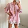 Women's White Long Sleeve Shirt Dress Button Front Casual Mini Dress