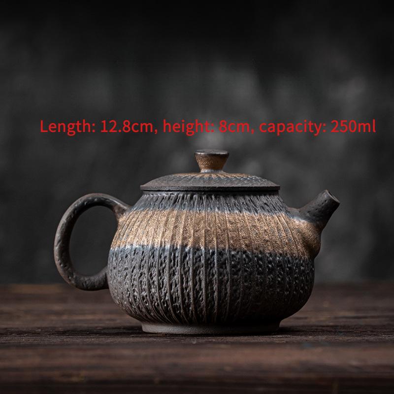 

250 мл Чайник из грубой керамики в японском стиле с золотым покрытием, железная глазурь, чайник с правой ручкой Ancient Style Burnt Clear