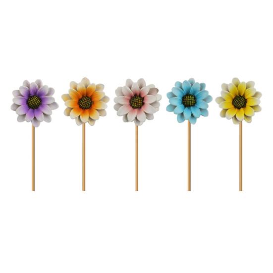 5Pcs Fake Flower Insert Weather-Resistant Resin Artificial Flower Stress-Relief Indoor Outdoor Home Garden Ornament