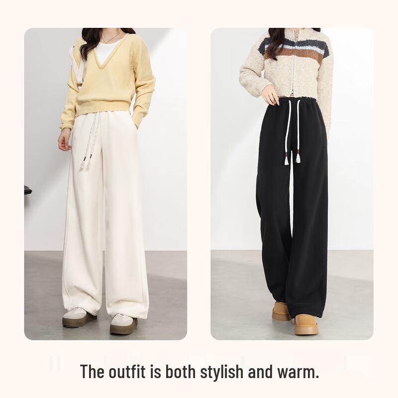 Baleno Fleece Lined Wide-Leg Pants for Women