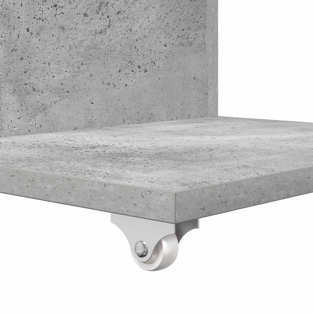 Side Table with Wheels Concrete Grey 40 x 35 x 60 cm Particleboard