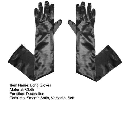 1 Pair Smooth Satin Long Gloves Silky Material Fancy Dress Gloves Wedding Dress Photography Accessories