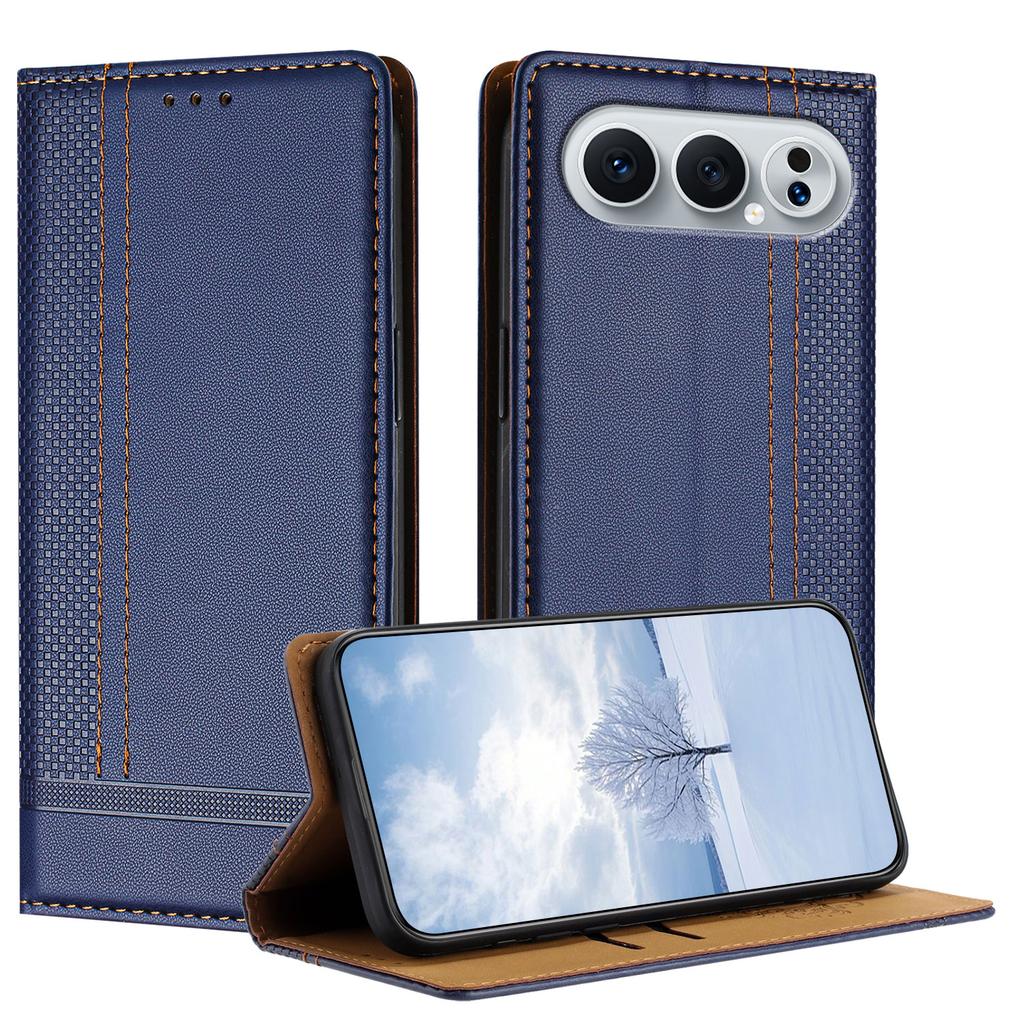 For Honor 500 Pro 5G Case L-Shaped Grid Pattern Leather Stand Phone Cover with Card Slots