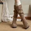 2026 New Retro Autumn Winter New Platform Thick Heel Women Western Cowboy Boots Fashionable Long Booties Female Shoes