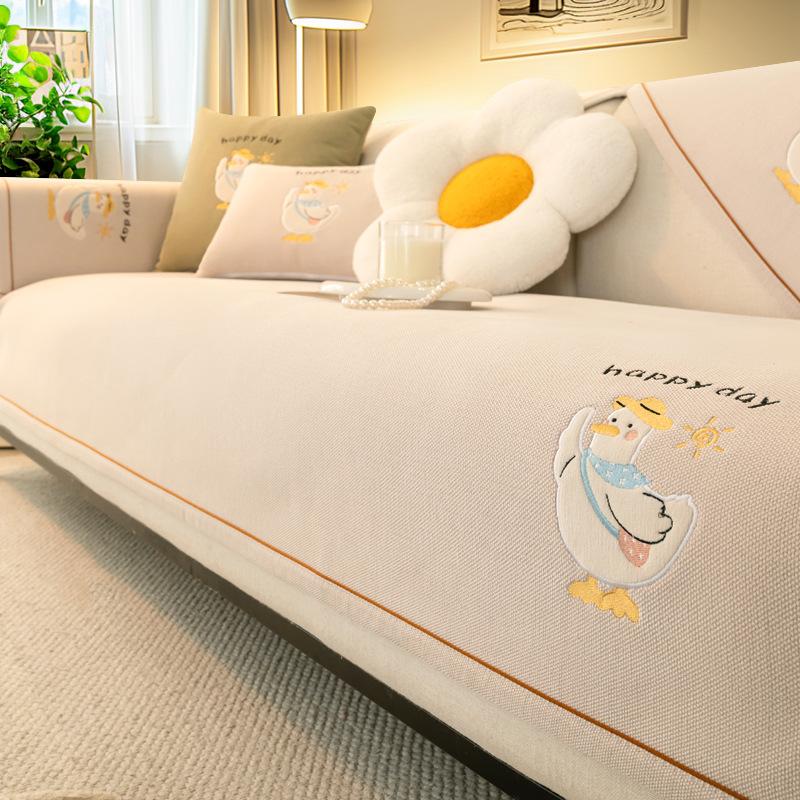 Cartoon Cute Duck Sofa Cushion Universal In All Seasons  New Chenille Sofa Seat Cushion Fixed Non-Slip Cover