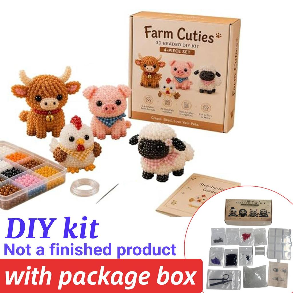 3D Beaded Gnome DIY Beading Craft Material Kit Set DIY Cute Animal Dwarf Bead Craft Set NO/with Box (Not a Finished Product)