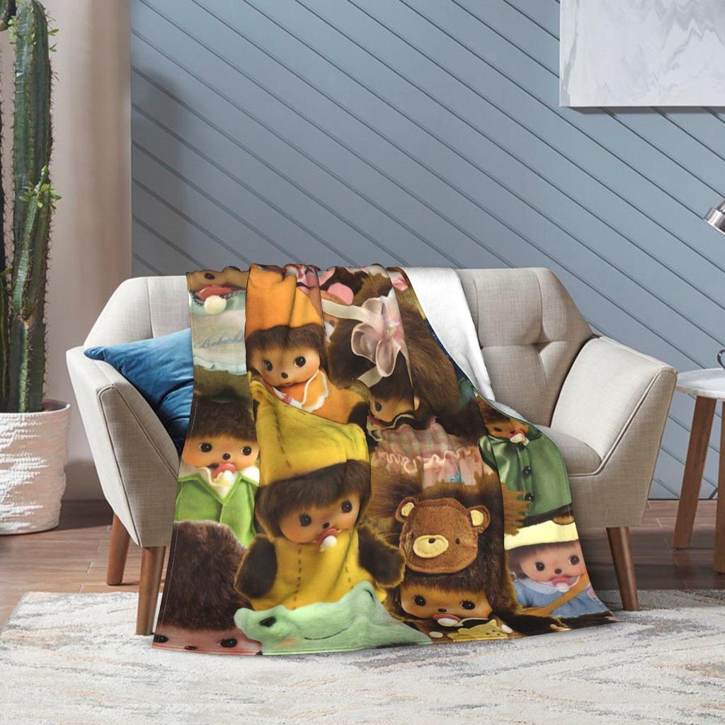 Monchhichis Kun Chan Pärchen Decke Niedlich Cartoon Wolle Neuheit Warme Überwurfdecke für Zuhause Alle Jahreszeiten Outdoor