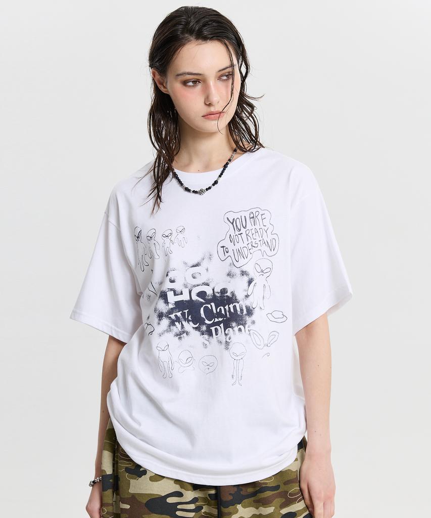 HOODHOOD Doodle Alien Short Sleeve T-Shirt White