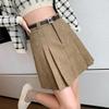 Women's High-Waisted Corduroy Wool Pleated A-line Skirt with Anti-Exposure Shorts - 2025 Autumn/Winter Collection