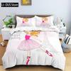 Cartoon Ballerina Duvet Cover Bedding Set For Girls Kid Cute Ballet Princess Dancer Quilt Cover Birthday Gift Bedroom Decoration