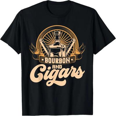 Funny Cigar Bourbon Lover Graphic Women Men Cigar Smoker T-Shirt