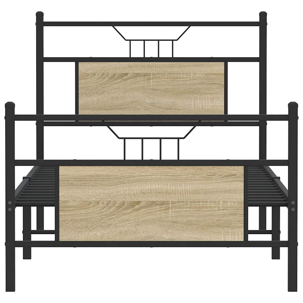 Bed Frame without Mattress Sonoma Oak Finish 75 x 190 cm Engineered Wood
