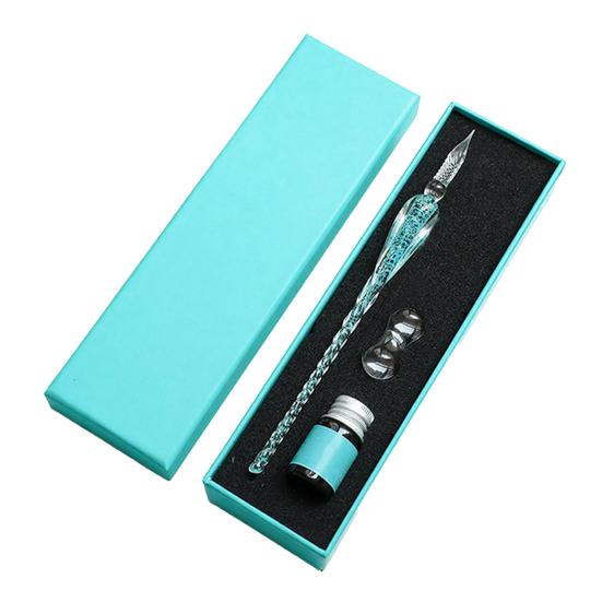 

Glass Dip Pen Set with Ink & Pen Rest Handmade Calligraphy Pen for Lettering Journaling Drawing Smooth Writing Elegant Gift for Artists Students H